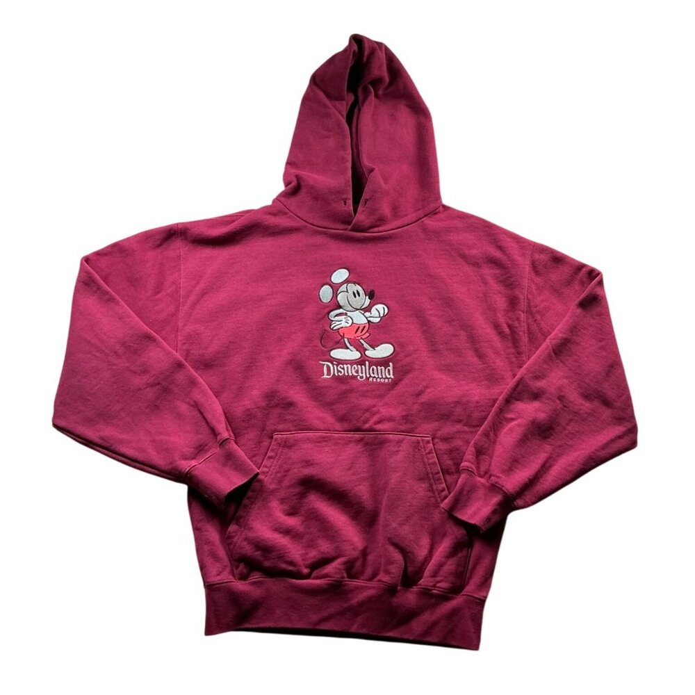 Disney Mickey Mouse Unisex Hoodie – Burgundy – Size M – Embroidered